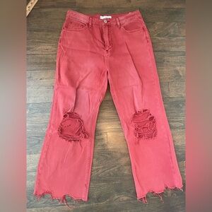 Vervet Vintage Crop Flare in Bossa Nova Red Size 29